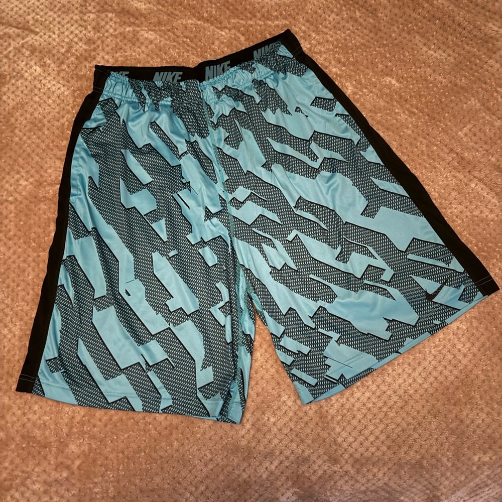 Nike Men's Teal and Black Athletic Shorts